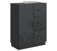 vidaXL Buffet avec tiroir Noir 66 x 34,5 x 87 cm Bois d'ingénierie Meuble de rangement moderne