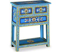 vidaXL Buffet avec tiroirs en bois massif de manguier, turquoise peint à la main
