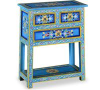 vidaXL Buffet avec tiroirs en bois massif de manguier, turquoise peint à la main