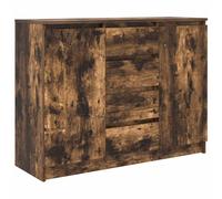 vidaXL Buffet avec tiroirs chêne fumé 100,5x35x76 cm Bois d'ingénierie, Meuble de Rangement, Buffet, Meuble d'entrée, Meuble Buffet