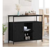 vidaXL Buffet Chêne noir 100 x 35 x 80 cm – 2 portes, bois d'ingénierie, style contemporain
