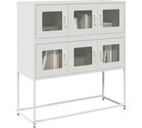 vidaXL Buffet 853427 – Acier laminé à froid 100,5x39x107 cm – Blanc G
