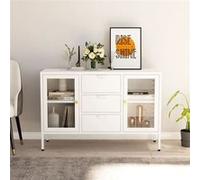 vidaXL Buffet Blanc 105x35x70 cm Acier et verre trempé336077 Blanc G