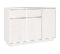 Vidaxl Buffet Blanc 110x34x75 Cm Bois Massif De Pin Blanc