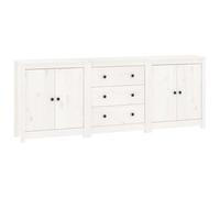 Vidaxl Buffet Blanc 210x35x80 Cm Bois Massif De Pin Blanc
