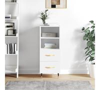 Buffet, Armoire Latérale avec 2 Tiroirs et 2 Compartiments, Commode avec Pieds, Meuble de Rangement Salon, Moderne, Blanc Bois d'Ingénierie