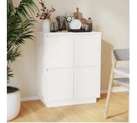 vidaXL Buffet Blanc 60x34x75 cm Bois massif de pin, Blanc, 11.7kg