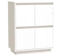 Vidaxl Buffet Blanc 60x34x75 Cm Bois Massif De Pin Blanc