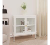 Vidaxl Buffet Blanc 70x35x70 Cm Acier Et Verre Multicolore