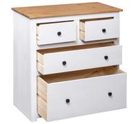 Buffet Blanc 80x40x83 cm Pin Gamme Panama Blanc et couleur de bois naturel G