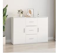 Buffet, Armoire Latérale avec 2 Portes, Meuble de Rangement avec 3 Tiroirs, Organisateur de Salon Salle de Séjour, Moderne, Blanc Bois d'Ingénierie