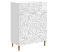 vidaXL Buffet Blanc Brillant 66 x 34,5 x 90 cm Bois d'ingénierie, Buffet Vintage, Meuble rectangulaire pour Salon, Rangement spacieux, bel élément décoratif à la Maison