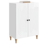 vidaXL Buffet Blanc Brillant 66 x 34,5 x 90 cm Bois d'ingénierie, Buffet de Salon, Cabinet rectangulaire Moderne avec étagères, unité de Rangement spacieuse, mobilier Minimaliste, Motif rayé