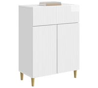 vidaXL Buffet Blanc Brillant 66 x 34,5 x 90 cm Bois d'ingénierie, Buffet élégant, Meuble de Rangement Vintage, Cabinet rectangulaire, Solution pour chez soi