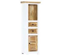 vidaXL Buffet Blanc et marron 40x30x128cm Bois de manguier solide brut Blanc
