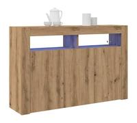 vidaXL Buffet Chêne Artisanal 116 x 30 x 75 cm Bois d'ingénierie, Éclairage d'ambiance, Buffet Moderne, unité de Stockage RGB, Meuble intérieur Durable, Style Minimaliste, Armoire à Porte à charni