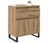 vidaXL Buffet Chêne Artisanal 60 x 35 x 70 cm - Bois d'ingénierie et fer, tiroirs à billes