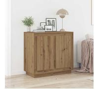 vidaXL Buffet bas Chêne massif Portes coulissantes Marron Contemporain