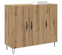 vidaXL Buffet en bois d'ingénierie Chêne artisanal 90x34x80 cm 3 portes, pieds à épingle