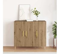 vidaXL Buffet contemporain 3 portes finition chêne poignées dorées Beige