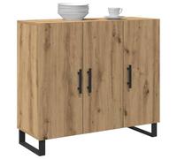 vidaXL – Bahut contemporain – Bois massif – 3 portes – Accents métal noir