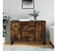 vidaXL Buffet Armoire latérale – Chêne fumé, bois d'ingénierie, avec pieds – Marron
