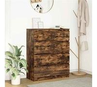 vidaXL Buffet chêne fumé 80x35x99 cm bois d'ingénierie, armoire de rangement, meuble d'entrée, meuble d'appoint, meuble de 3328484 Marron G