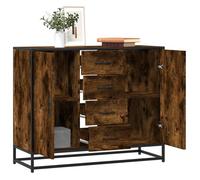 vidaXL Buffet chêne fumé 92x35x76 cm Bois d'ingénierie, Meuble de Rangement, Meuble de Rangement de Cuisine, Meuble de Rangement de Salon