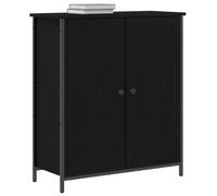 vidaXL Buffet Chêne noir 70x30x80 cm – Bois d'ingénierie et acier noir, Espace de rangement