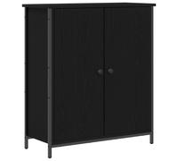 Vidaxl Buffet Chêne Noir 70x30x80 Cm Bois D'ingénierie Et Acier Noir