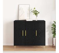 vidaXL Buffet bas Chêne noir – Accents dorés, 2 portes, 120x40x75 cm