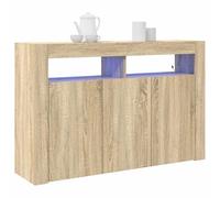 vidaXL Buffet Chêne Sonoma 116 x 30 x 75 cm Bois d'ingénierie | T'as plein d'espace pour garder tout bien rangé, Des lumières colorées pour créer l'ambiance,