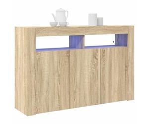 vidaXL Buffet Chêne Sonoma 116 x 30 x 75 cm Bois d'ingénierie | T'as plein d'espace pour garder tout bien rangé, Des lumières colorées pour créer l'ambiance,