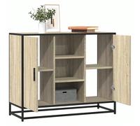vidaXL Buffet chêne sonoma 92x35x76 cm bois d'ingénierie Ce buffet moderne, au look intemporel, est conçu pour être un excellent supplément à votre maison. Cadre stable et durable : le cadre en métal 