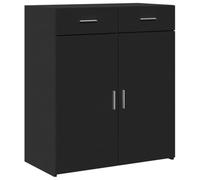 vidaXL Buffet Classique Noir 80x42,5x93 cm, Bois d'ingénierie, Armoire Latérale, Armoire de Rangement, 2 Tiroirs, 2 Portes, Résistant à l'Humidité, Montage Mural Recommandé