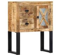 Buffet Commode Armoire de Rangement avec 1 Porte et 2 Tiroirs Salon Salle de Séjour Chambre à Coucher 60x30x76 cm Bois de Manguier Massif