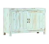 Vidaxl Buffet Bleu Clair 110 X 35 X 70 Cm Bois De Manguier Massif Marron