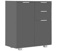 vidaXL Buffet Commode Armoire de Rangement avec 2 Tiroirs et 2 Portes Chambre à Coucher Salon Salle de Séjour Maison Gris Brillant Aggloméré