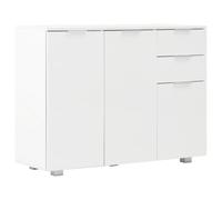 vidaXL Buffet Commode Armoire de Rangement avec 2 Tiroirs et 3 Portes Meuble de Rangement Salon Salle à Manger Couloir Maison Blanc Brillant