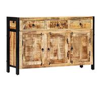 vidaXL Buffet Commode Armoire de Rangement avec 3 Compartiments avec Portes et 3 Tiroirs Salon Maison 120x35x76 cm Bois de Manguier Massif