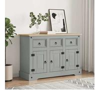 vidaXL Buffet Corona – meuble de rangement en bois massif pin mexicain 112x43x78 cm Gris