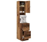 Armoire de cuisine en bois d'ingénierie - vidaXL - Bois ancien - 35x50x180 cm - 2 tiroirs - 2 étagères