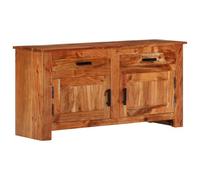 vidaXL Buffet en Bois d'acacia Massif, Couleur Marron Naturel, Dimensions 100 x 30 x 50 cm. Il a 2 Portes, 2 tiroirs et des poignées en Fer. Parfait pour l'intérieur, Facile à Entretenir, il apporte