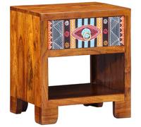vidaXL Buffet en Bois d'acacia Massif, Style géométrique, Finition polie. Dimensions : 40 x 35 x 45 cm. Idéal pour Le Salon et la Chambre. Un Meuble au Look bohème, Pratique et stylé.