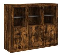 vidaXL Buffet en bois d'ingénierie en chêne fumé avec lumières LED - Armoires de rangement avec grand espace et design moderne - Parfait pour le salon