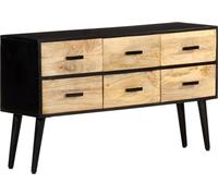 vidaXL Buffet en bois massif de manguier avec 6 tiroirs, commode, armoire polyvalente, armoire d'appoint, armoire haute, 110 x 33 x 64 cm, pieds en fer