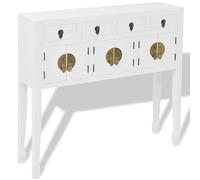 vidaXL Buffet en Style Chinois en Bois Massif Blanc Console Meuble de Rangement