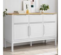 Vidaxl Buffet Floro Blanc 114x43x74 Cm Bois Massif De Pin Blanc