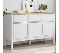 vidaXL Buffet FLORO blanc 114x43x74 cm bois massif de pin, meuble de rangement, meuble de rangement de cuisine, meuble de 374024 Blanc G