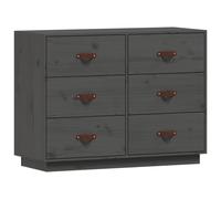 Vidaxl Buffet Gris 100x40x75 Cm Bois Massif De Pin Marron